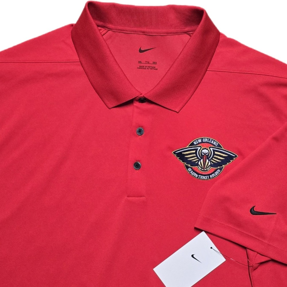 New Orleans Pelicans Nike Polo Shirt Mens 2XL Red NBA Basketball Dri-Fit NEW